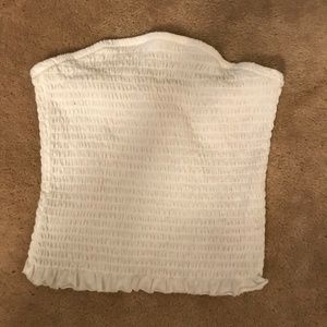 White Strapless Crop Top